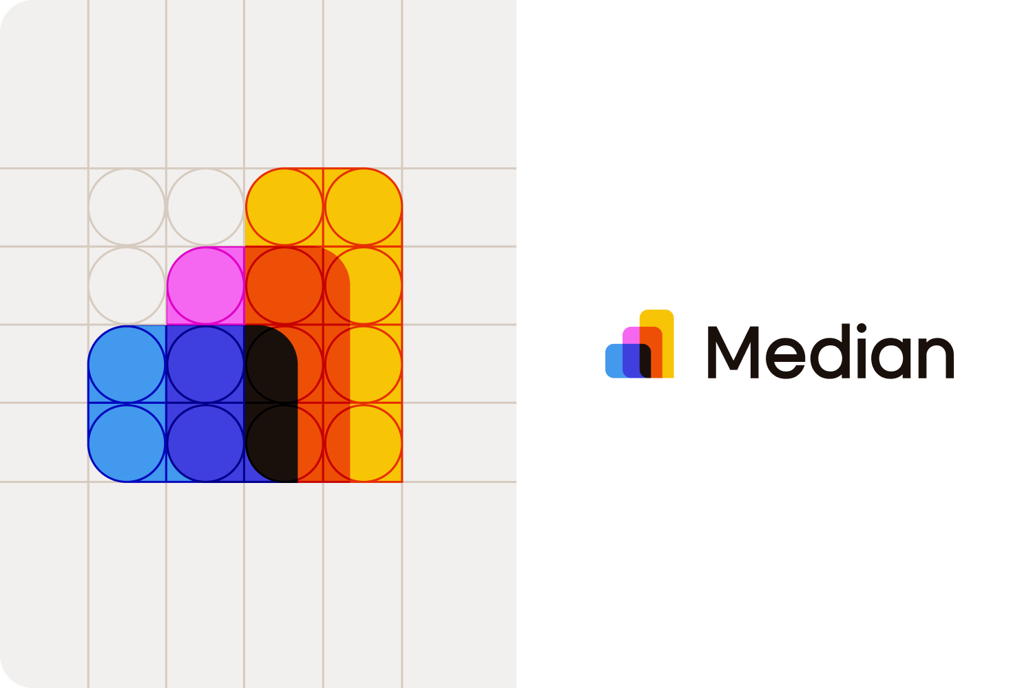 Median.co logo, showing the process of converting a website to an app.
